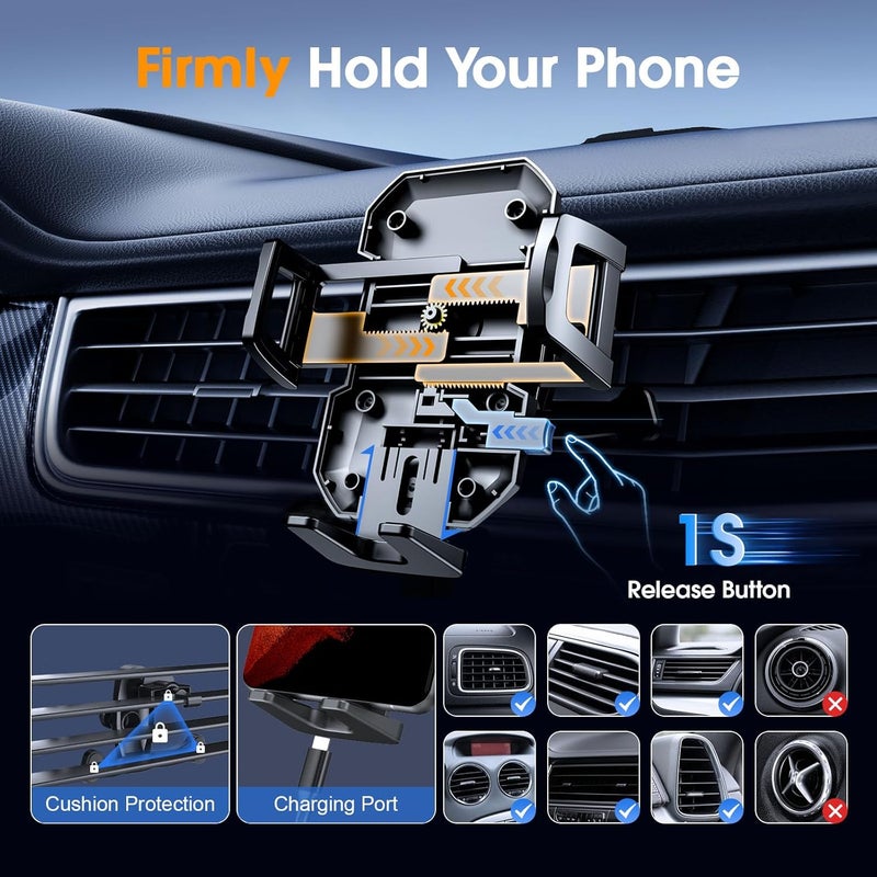 SUUSON 3 in 1 Phone Holders for Your Car, Car Phone Holder Mount [Strongest Suction] 360° Adjustable Cell Phone Holders for Car Phone Stand Car Mount for iPhone, Samsung, Google, More Smartphones - Image 4